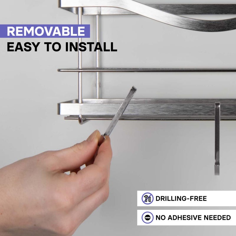 KINCMAX Stainless Steel Heavy Duty S Hooks for Bathroom Showers Organizer Hanging - Bathroom Shower Organizer Adhesive Replacement - Rust Proof Shower Caddy Hanging Hang Rack Hooks - Image 4